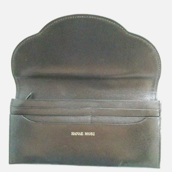 Hanae mori long black leather butterfly wallet - Picture 5 of 8